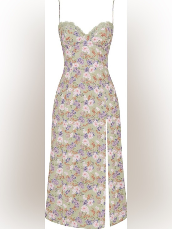 House of CB Dresses & Skirts - NWOT House of CB Corset Crepe Midi Sundress Peony Print Plus Cup Medium